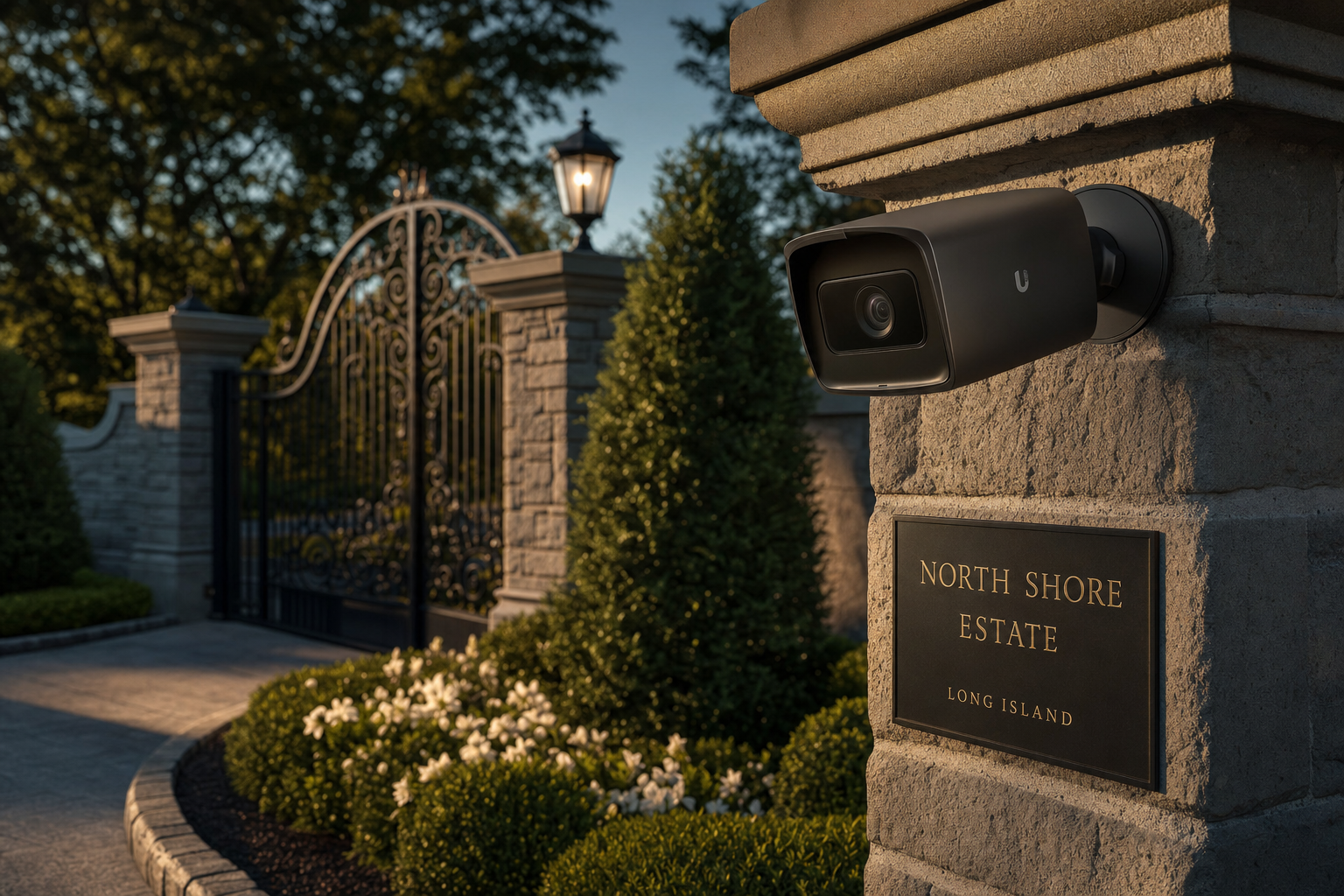 PSI security camera at a Long Island estate gate