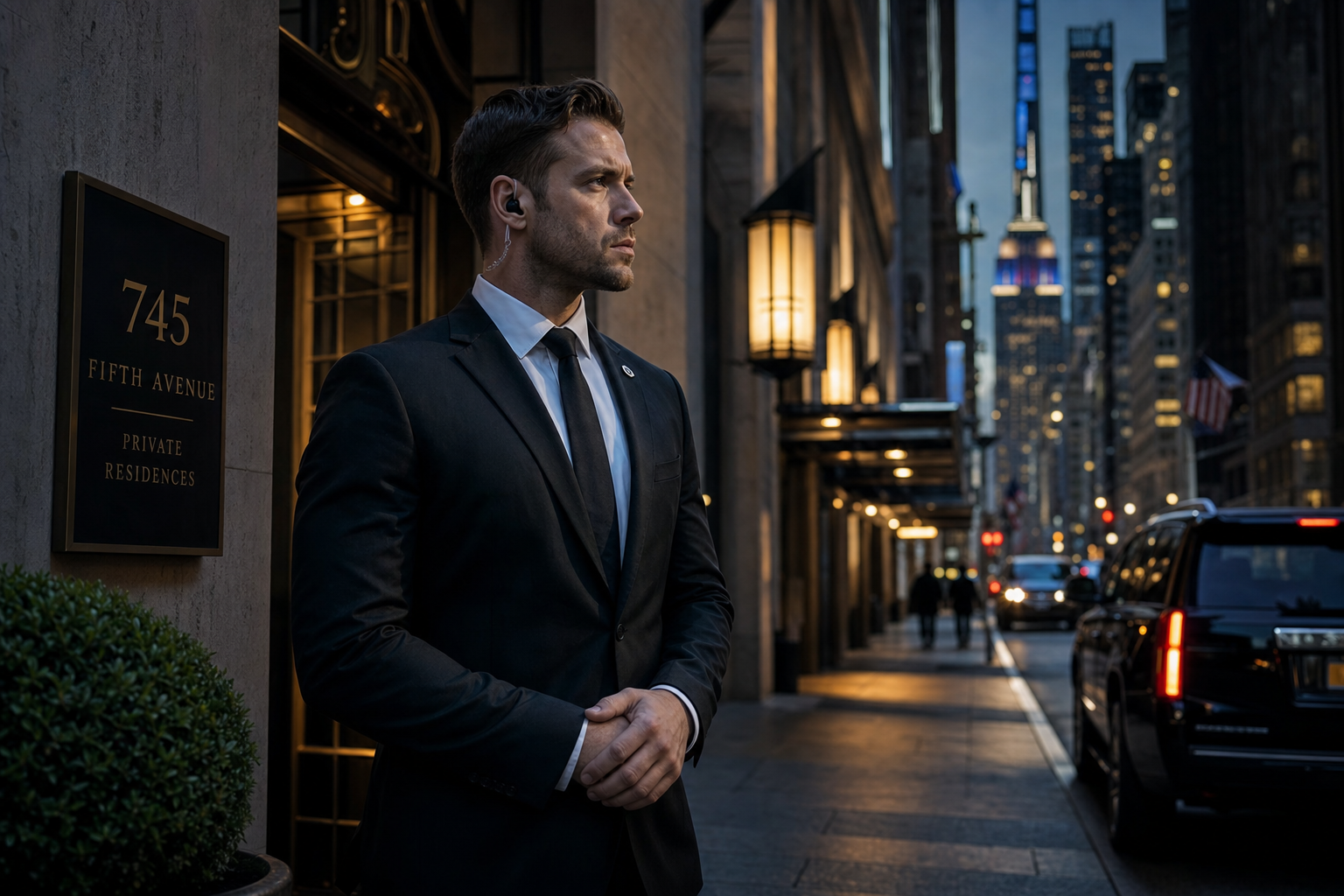 PSI executive protection officer at a Fifth Avenue residence